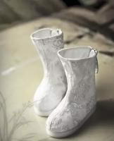 Angel Studio 1/6 White Antique Brocade shoes (Белые сапожки из парчи для кукол Энжел Студио 26 см)