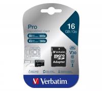 Флеш карта microSD 16GB Verbatim microSDHC Class 10 UHS-I (SD адаптер) (47040)