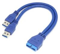 Кабель переходник GSMIN CB-05 с внутреннего разъема материнской платы 20PIN USB 3.0 (Синий)