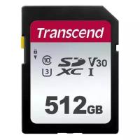 Карта памяти SDXC UHS-I U3 Transcend 512 ГБ, 100 МБ/с, Class 10, TS512GSDC300S, 1 шт