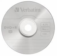 Диск Verbatim DVD+R 4.7ГБ, 16x, 100шт., Cake Box, (43551)