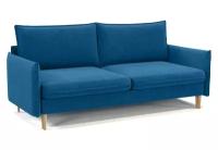 Мягкая мебель Диван кровать прямой Бруно Голубой, синий, обивка Велюр Antonio в гостиную, детскую, спальню, кухню, на дачу пантограф (213х100х100см)