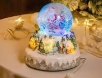 Снежный шар музыкальный праздничный вихрь (вокруг Санты), 4 меняющих цвета LED-огня, динамика, снежный вихрь, 20 см, батарейки, Kaemingk (Lumineo) 488016-санта