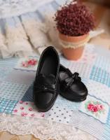 Luts shoes KDS-54 (Мокасины с бантиком цвет черный для кукол БЖД Латс 43 см)