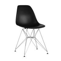 Стул Eames DSR черный, полипропилен, основание хромированный металл, ножки с резиновыми прокладками