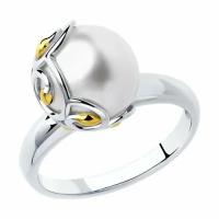 Серебряное кольцо Diamant online 144392 с жемчугом, Серебро 925°, 18,5