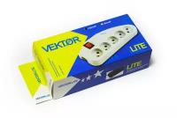 Сетевой фильтр Vektor LITE 2.2кВт светло-серый 3м (для бытовой техники б/з)