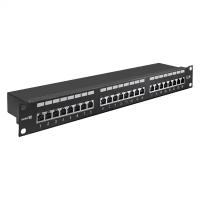 Патч-панель EXEGATE EPP3-19-24-8P8C-C5e-SH-110D, 19", FTP, 24 port, cat.5e, KRONE&110(dual IDC), 1U, RoHS, с кабельным органайзером, Black