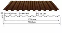 Профнастил С21 коричневый шоколад 1000х2000 RAL 8017
