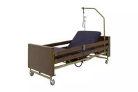Кровать электрическая медицинская функциональная YG-1 (MosMed-YG-1- 4024М-21) коричневая для лежащих больных с матрасом