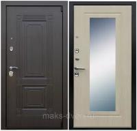 Входная металлическая дверь Викинг Беленый Дуб с зеркалом