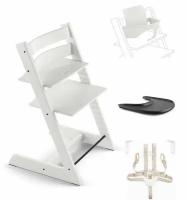 Стульчик для кормления 4 в 1 Stokke Tripp Trapp White с сидением Baby Set и столиком Black/ ремни безопасности