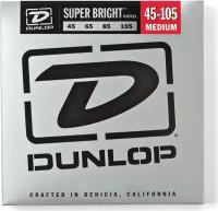 Dunlop Super Bright Комплект струн для бас-гитары, никелированные, Medium, 45-105