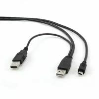 Кабель mini USB - USB x2 черный 0.45м