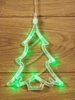 Новогоднее украшение Фигура светодиодная Елочка на присоске с подвесом, цвет зеленый