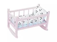 Petitcollin Lit bercelonnette en bois laqué rose panda pour poupée jusqu'à 40 cm (Кроватка для кукол Петитколлин Панда до 40 см розовая)