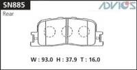 ADVICS SN885 Колодки TOYOTA Caldina, Camry, Wish (2001-2006) задние