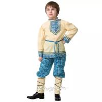 Батик Карнавальный костюм Национальный для мальчика, бежево-голубой, рост 116 см 5605-116-60