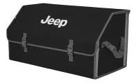 Органайзер-саквояж в багажник "Союз" (размер XL Plus). Цвет: черный с серой окантовкой и вышивкой Jeep (Джип)