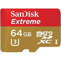 Карта памяти MicroSDXC 64GB SanDisk UHS-I U3 Extreme for Action Cameras (SD адаптер)