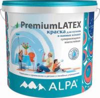 Краска для Кухонь и Ванных Комнат PremiumLatex 0.9л Белая Alpa Супермоющаяся Влагостойкая