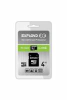 Карта памяти Exployd micro SDHC 4Gb Class4 + адаптер SD