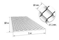 Сетка рабица 10х10х1 мм оцинкованная в рулонах 1х10м
