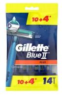 Gillette Blue II Plus, бритвы одноразовые 10+4шт бесплатно., 1 шт. (2 штуки)