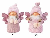 Ёлочная игрушка розовый ангелочек, текстиль, 15x9x18 см, разные модели, Kaemingk