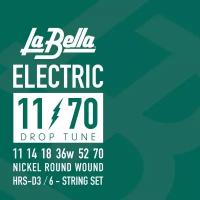 Струны для электрогитары LA BELLA HARD ROCKIN STEEL DROP SIX HRS-D3 - (11-14-18-36-52-70)
