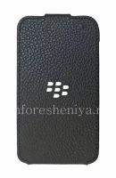 RIM BlackBerry Оригинальный кожаный чехол с вертикально открывающейся крышкой Leather Flip Shell для BlackBerry Q5, Черный (Black)