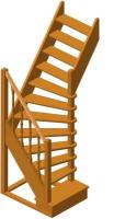 Деревянная межэтажная лестница ЛЕС-91 2700-2925 проем 1390-780, Сосна