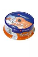 Диск DVD-R Verbatim 4.7Gb 16x Cake Box, 25шт (43538)