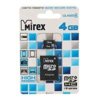 Карта памяти Mirex microSD, 4 Гб, SDHC, класс 4, с адаптером SD Mirex 4245641