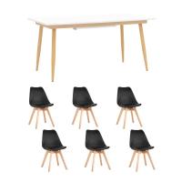 Обеденная группа Stool Group стол Стокгольм 160-220*90, 6 стульев Frankfurt черные