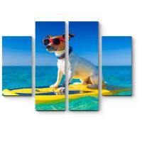 Модульная картина Picsis Собака - серфингист в модных очках (80x60)