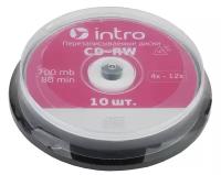 Диск CD-RW Intro 700Mb 4-12x Cake Box, 10шт (UL121036A8L)