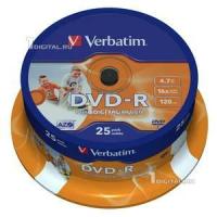 Диски Verbatim DVD-R Cake Box (25 шт.) Printable 4.7Gb 16x (43538)