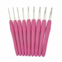 Набор крючков для вязания HEMLINE С пластиковой ручкой, 15 см, розовые, 9 шт