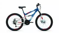 Подростковый велосипед ALTAIR MTB FS 24 disc 2021, синий/красный, рама 15"