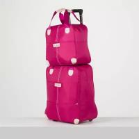 Сумка дорожная на колёсах, с сумкой, отдел на молнии, 2 наружных кармана, цвет розовый