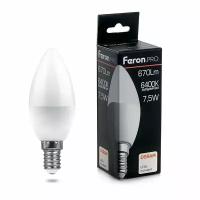 38055 FERON Лампа светодиодная Feron.PRO LB-1307 Свеча E14 7.5W 6400K OSRAM LED