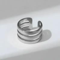 Кольцо "Тринити" гладкие линии, цвет серебро, безразмерное
