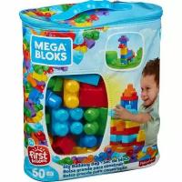 Конструктор 60 деталей Mega Bloks First Builders, цвет голубой