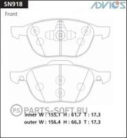 ADVICS SN918 Дисковые тормозные колодки