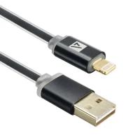 Кабель USB A --> Lightning 8pin (m) 1.0м для Apple ACD-Smart, TPE, 2-ст. конн., инд. заряда, черный (ACD-U915-P6B)