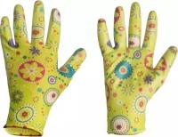 Перчатки хозяйственные нейлоновые с нитриловым покрытием, цвет: салатовый