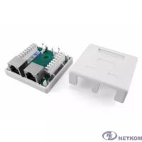 Hyperline SB1-2-8P8C-C5e-SH-WH Розетка компьютерная RJ-45(8P8C), категория 5e, экранированная, двойная, внешняя, Dual IDC