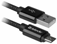 Кабель Defender Кабель USB2.0 соединительный USB A-microB Defender USB08-03T PRO 87802, черный (1.0м) (ret)