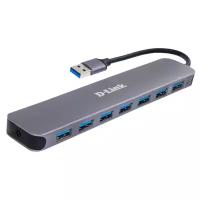 Разветвитель USB D-LINK DUB-1370, 7+1 USB 3.0, 3.8A, внеш.пит., черный 971198